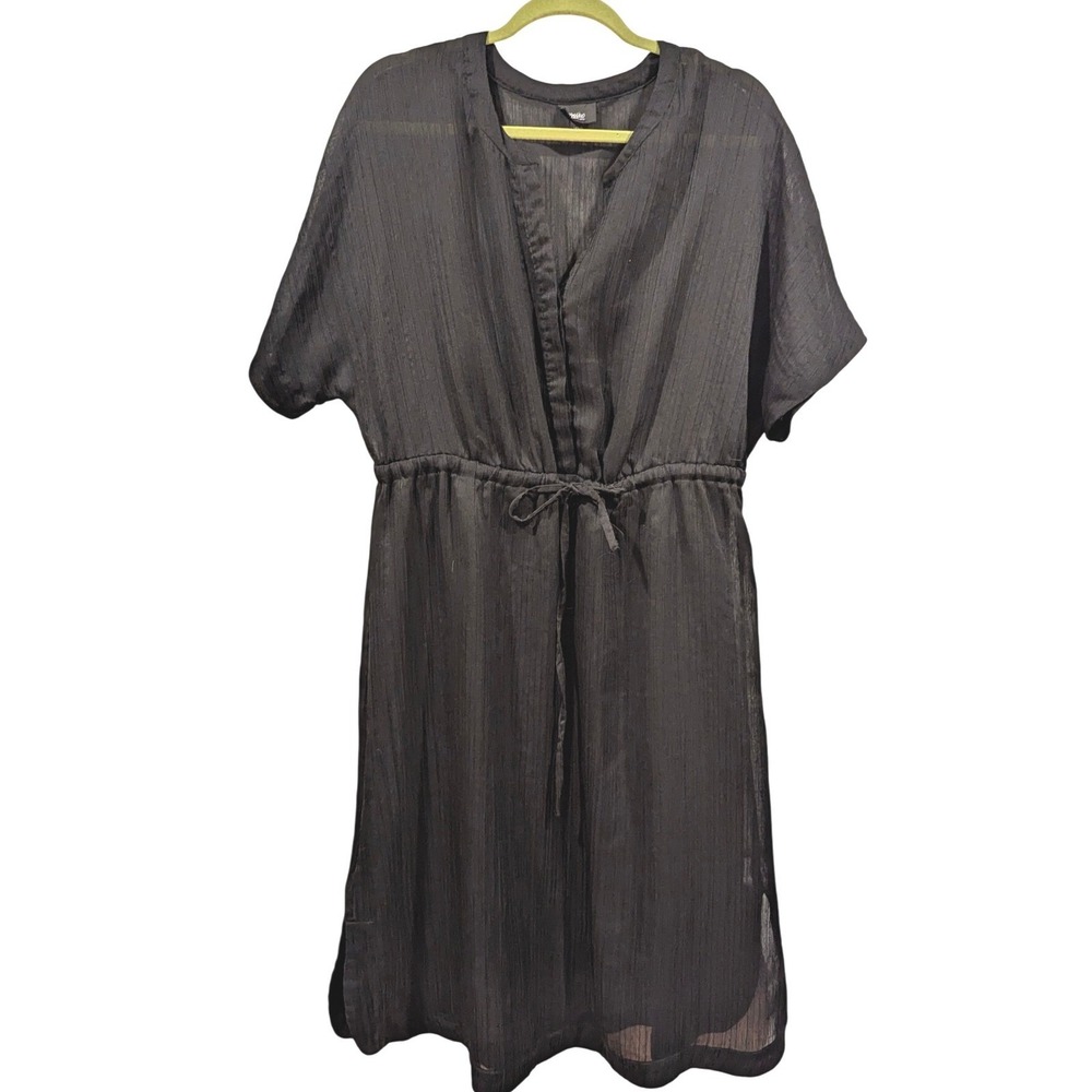Mossimo Black Dress With‎ Slip XXL V-Neck Tie Waist Polyester Lightweight